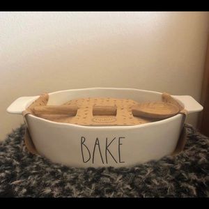 Rae Dunn Bake Dish With Wooden Spoon
